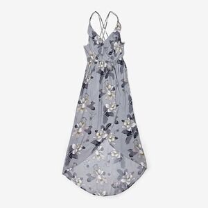 ASTR The Label Ruffle Surplice High-Low Dress Size L Gray‎ Floral Wedding Guest